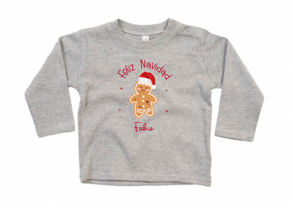 CAMISETA GORDITA BEBÉ M/L MI PRIMERA NAVIDAD GALLETA - Ohana Details